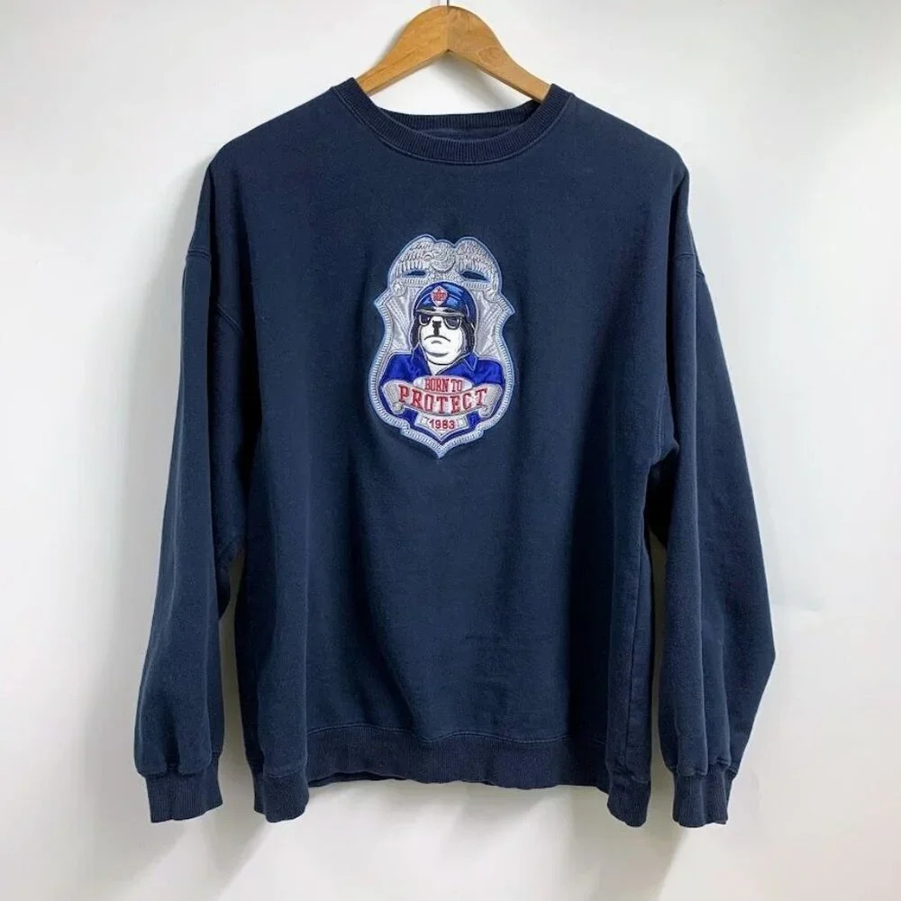 Big Dogs Women's‎ Vintage 90's Born To Protect Embroidered Sweatshirt Size M